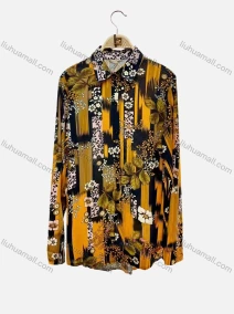 Wholesale Women's Vintage Long Sleeve Floral Leaf Print Button Down Shirts, LIUHUA CLOTHING WHOLESALE