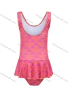 Wholesale Girls Vacation Crew Neck Sleeveless Ruffle Hem Geo Print One Piece Swimsuit - Liuhuamall