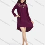 Wholesale Women's Casual Tie Neck Tassel Vintage Embroidery Long Sleeve High Low Hem Short Dress preview