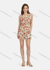Wholesale Women's Casual V Neck Sleeveless Floral Drawstring Crop Top 2-piece Set 28524# - Liuhuamall