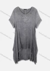 Wholesale Woman's Linen Loose Fit Floral Embroidery Lace Crew Neck Short Sleeve Dress 3022# - Liuhuamall