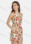 Wholesale Women's Casual V Neck Sleeveless Floral Drawstring Crop Top 2-piece Set 28524# - Liuhuamall