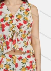 Wholesale Women's Casual V Neck Sleeveless Floral Drawstring Crop Top 2-piece Set 28524# - Liuhuamall