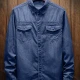 Wholesale Men's Casual Plain Flap Pocket Button Down Long Sleeve Denim Jacket Dark Blue 65% Elatsic Cotton Clothing Wholesale Market Liuhua