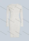 Wholesale Women's Casual 2-in-1 Mesh Lining Shirred Striped Long Sleeve Bodycon Knee Length Dress - Liuhuamall