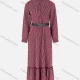 Wholesale Women's Button Front Long Sleeve Ruffle Hem Stripe Dress With Belt 29# Clothing Wholesale Market Liuhua