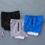 Wholesale Men's 2-in-1 Plain Quick Dry Elastic Waist Zipper Pockets Sporty Shorts preview