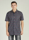 Wholesale Men's Short Sleeve Floral Print Button Front Casual Shirt - Liuhuamall