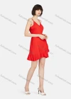 Wholesale Women's Casual V Neck Wrap Ruffle Hem Lace Up Short Cami Dress - Liuhuamall
