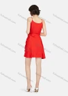 Wholesale Women's Casual V Neck Wrap Ruffle Hem Lace Up Short Cami Dress - Liuhuamall