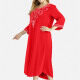 Women's Casual V Neck 3/4 Sleeve Embroidered Midi Dress 3# Clothing Wholesale Market -LIUHUA
