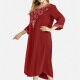 Women's Casual V Neck 3/4 Sleeve Embroidered Midi Dress 4# Clothing Wholesale Market -LIUHUA