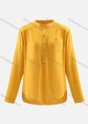 Wholesale Women's Mock Neck Long Sleeve Haft Button Patch Pocket High Low Hem Solid Shirt - Liuhuamall