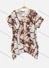 Wholesale Women's Summer Floral Print Round Neck Drop Shoulder Short Sleeve Top - Liuhuamall