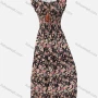 Wholesale Women's Allover Paisley Print Ruffle Trim Off Shoulder Puff Sleeve Shirred Maxi Dress Without Necklace 1653# preview