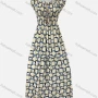 Wholesale Women's Allover Chain Print Ruffle Trim Off Shoulder Puff Sleeve Shirred Maxi Dress Without Necklace 1706# preview