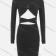 Wholesale Women's Sexy Long Sleeve Twist Front Cutout Ruched Hem Bodycon Dress Black Clothing Wholesale Market Liuhua