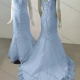 Wholesale Women's Glamorous Scoop Neck Cap Sleeeve Sequin Lace Up Back Appliques Floor Length Wedding Dress 1028# Light Blue Clothing Wholesale Market Liuhua