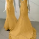 Wholesale Women's Glamorous Scoop Neck Cap Sleeeve Sequin Lace Up Back Appliques Floor Length Wedding Dress 1028# Orange Clothing Wholesale Market Liuhua