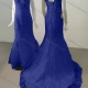 Wholesale Women's Glamorous Scoop Neck Cap Sleeeve Sequin Lace Up Back Appliques Floor Length Wedding Dress 1028# Medium Blue Clothing Wholesale Market Liuhua