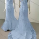 Wholesale Women's Glamorous Crew Neck Cap Sleeeve Sequin Lace Up Back Appliques Floor Length Wedding Dress 1032# Light Blue Clothing Wholesale Market Liuhua