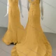 Wholesale Women's Glamorous Crew Neck Cap Sleeeve Sequin Lace Up Back Appliques Floor Length Wedding Dress 1032# Orange Clothing Wholesale Market Liuhua