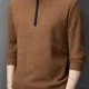 Wholesale Men's Casual Plain Mock Neck Long Sleeve Quarter Zip Henley Shirt 2593# Brown Clothing Wholesale Market Liuhua