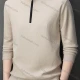 Wholesale Men's Casual Plain Mock Neck Long Sleeve Quarter Zip Henley Shirt 2593# Beige Clothing Wholesale Market Liuhua