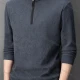 Wholesale Men's Casual Plain Mock Neck Long Sleeve Quarter Zip Henley Shirt 2593# Gray Clothing Wholesale Market Liuhua