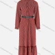 Wholesale Women's Button Front Long Sleeve Ruffle Hem Stripe Dress With Belt 41# Clothing Wholesale Market Liuhua