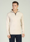 Wholesale Men's Plain Knitting High Neck Quarter Zip Long Sleeve Sweater Jacket - Liuhuamall