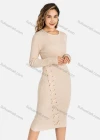 Wholesale Women's Crew Neck Long Sleeve Slim Fit Knee Length Knit Ribbed Sweater Dress 2272# - Liuhuamall