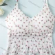 Wholesale Women's Casual Floral Spaghetti Strap Shirred Lace Trim Built-in Bra Lingerie F87# White Clothing Wholesale Market Liuhua
