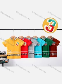 Wholesale Boy's Casual Letter Print Short Sleeve Modal Cotton Polo Shirt, LIUHUA CLOTHING WHOLESALE