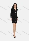 Wholesale Women's Casual V Neck Long Sleeve Ruched Button Decor Short Chiffon Dress 1205# - Liuhuamall
