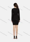 Wholesale Women's Casual V Neck Long Sleeve Ruched Button Decor Short Chiffon Dress 1205# - Liuhuamall