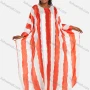 Wholesale Women's African Plus Size Chiffon Maxi Striped Colorblock Batwing Round Neck Kaftan Dress preview