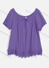 Wholesale Women's Casual Crew Neck Short Sleeve Lace Up Guipure Lace Blouse RL-07# - Liuhuamall