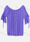 Wholesale Women's Casual Scoop Neck Ruffle Sleeve Lace Up Appliques Blouse BH-02# - Liuhuamall