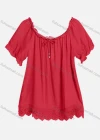 Wholesale Women's Casual Crew Neck Ruffle Sleeve Lace Up Guipure Lace Blouse RL-06# - Liuhuamall