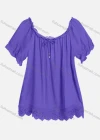 Wholesale Women's Casual Crew Neck Ruffle Sleeve Lace Up Guipure Lace Blouse RL-06# - Liuhuamall