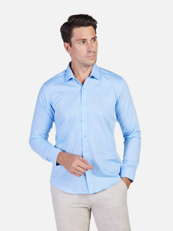 Men's 100% Cotton Plain Slim Fit Long Sleeve Business Shirt, Clothing Wholesale Market -LIUHUA, All Categories