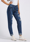 Wholesale Women's Fashion Ripped Distressed Pocket High Waist Slim Fit Jeans - Liuhuamall
