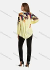 Wholesale Woman's Casual Crew Neck Tie Front Long Sleeve Leaf Print Top - Liuhuamall