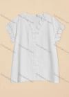 Wholesale Women's Casual V Neck Lace Sleeve Plain Blouse - Liuhuamall