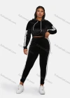 Wholesale Women's Sport Striped Hooded Long Sleeve Crop Top & Pant Sets - Liuhuamall