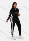 Wholesale Women's Sport Striped Hooded Long Sleeve Crop Top & Pant Sets - Liuhuamall