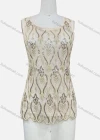 Wholesale Women's U Neck Sheer Floral Sequin Tank Top - Liuhuamall