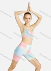 Wholesale Women's Sporty Tie Dye Crisscross Back Bra & High Waist Biker Shorts Set - Liuhuamall