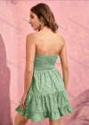 Wholesale Women's Sexy Casual Strapless Sleeveless Tie Front Single Breasted Ruffle Hem Short Dress AY120# - Liuhuamall